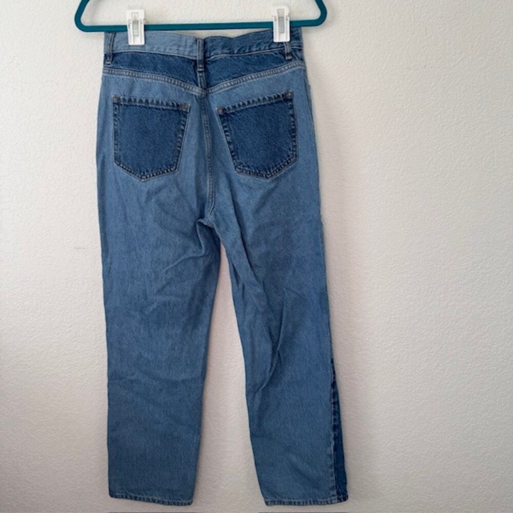 PacSun High Rise Straight Patchwork Blue Denim‎ Jeans Size 28 Button Fly - Picture 2 of 9